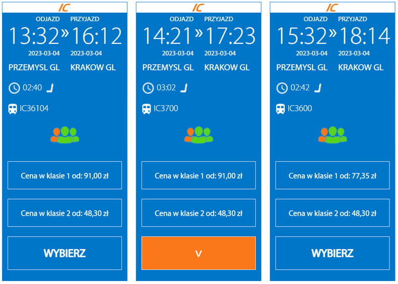 Ceny Przemyśl — Kraków przed obniżką cen  