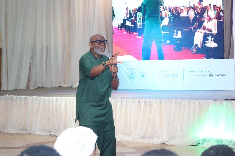Nollywood veteran, Richard Mofe-Damijo speaking at the Art, Culture, and Creative Economy Roundtable session. [Presidency]