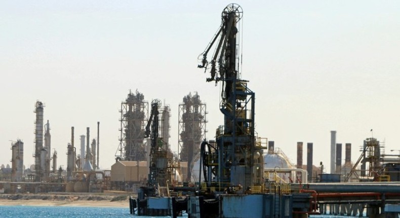 A general view shows an oil facility in the northern Libyan town of al-Buraqah