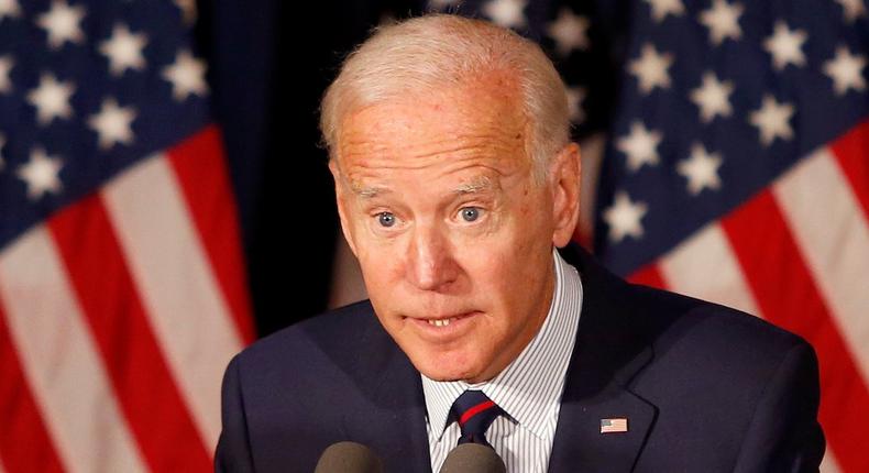 Former vice president Joe Biden at a campaign rally in Rochester, NH.