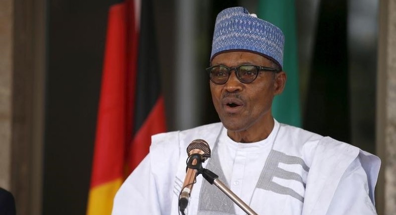 Nigerian President Muhammadu Buhari speaks during German President Joachim Gauck's visit to the State House in Abuja, Nigeria February 11, 2016. REUTERS/Afolabi Sotunde/File Photo