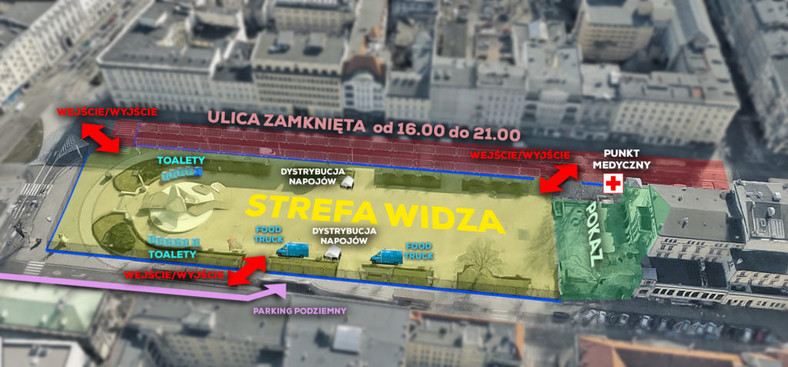 Plan placu Wolności  w dniu obchodów