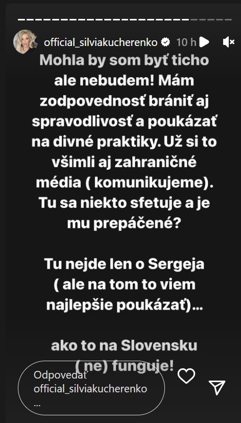 Silvia pri tejto téme nemohla zostať ticho. 