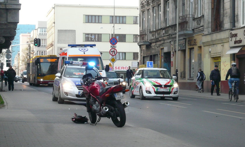 wypadek motocykla w Łodzi