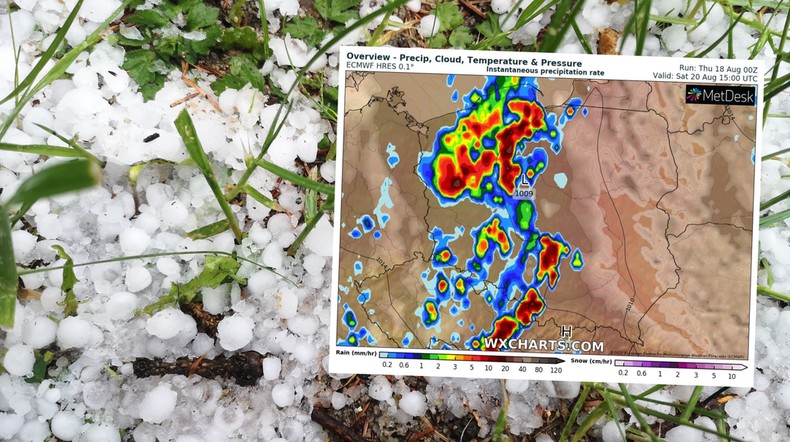 Fala burz zakończy panowanie upałów w Polsce (mapa: wxcharts.com)