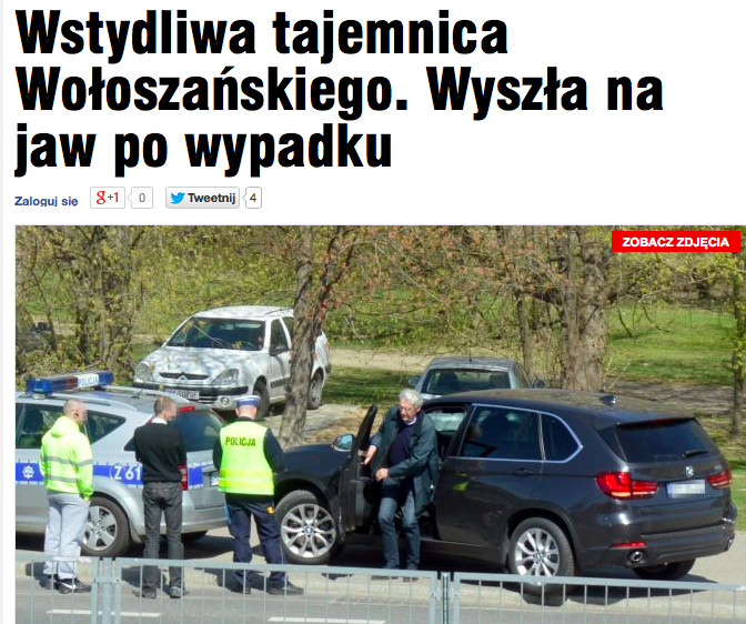 Kraksa Wołoszańskiego, fot. print screen z fakt.pl