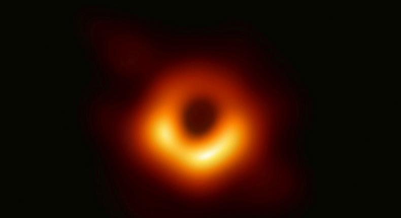 The first image ever made of a black hole, by the Event Horizon Telescope, released in April 2019.