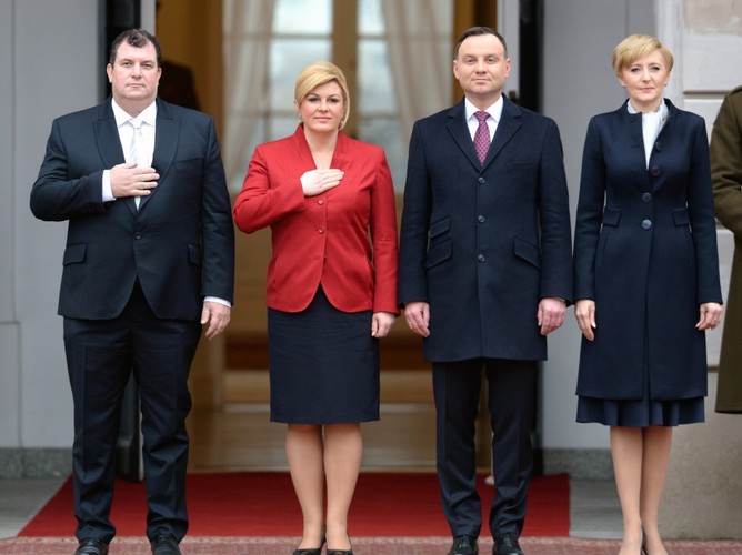 Jakov Kitarović i Kolinda Grabar-Kitarović oraz Andrzej Duda i Agata Kornhauser-Duda