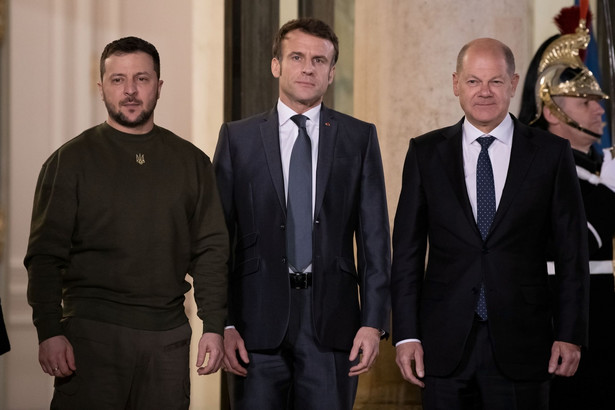 Emmanuel Macron, Olaf Scholz i Wołodymyr Zełenski