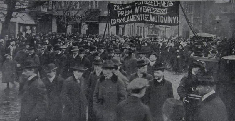 Protest sufrażystek w Krakowie w 1911 r.