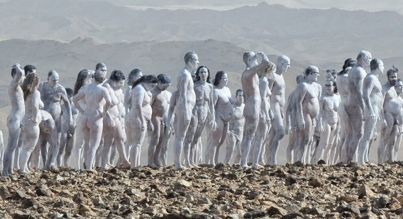 Over 200 pose naked for art installation at Dead Sea. [timesofisrael]