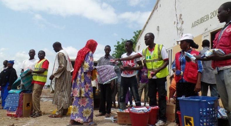 Internally Displaced Persons (IDPs) receiving aid.