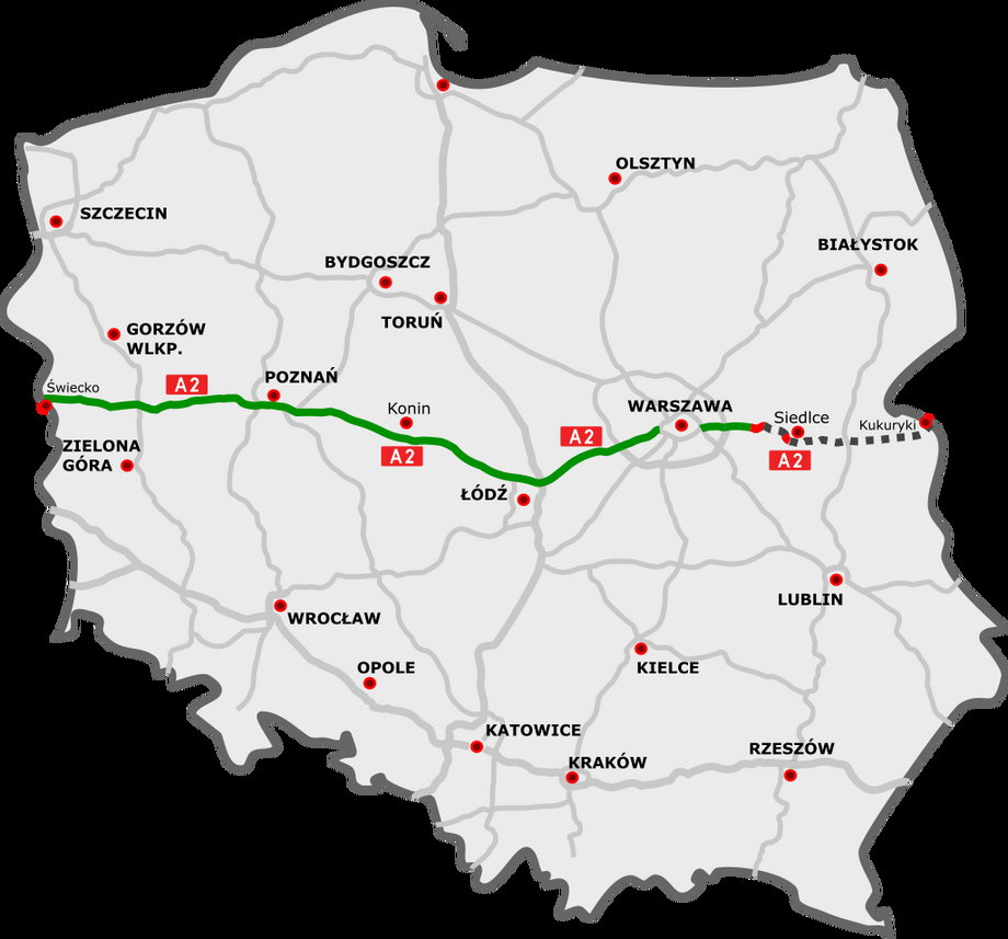 A2 ma docelowo dotrzeć do granicy z Białorusią.