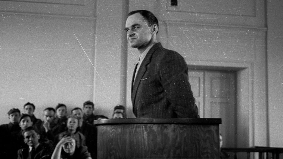 Witold Pilecki podczas składania zeznań