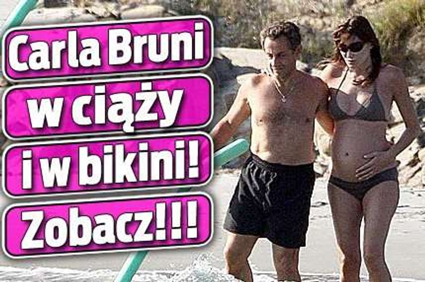 Carla Bruni w ciąży i w bikini! ZOBACZ