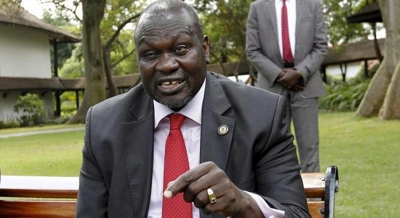 South Sudan's vice president and former rebel leader Riek Machar speaks during an interview with Reuters in Kenya's capital Nairobi July 8, 2015. 