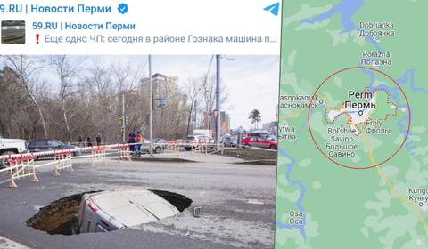 Bus w Rosji nagle zapadł się pod ziemię. Została tylko wielka dziura