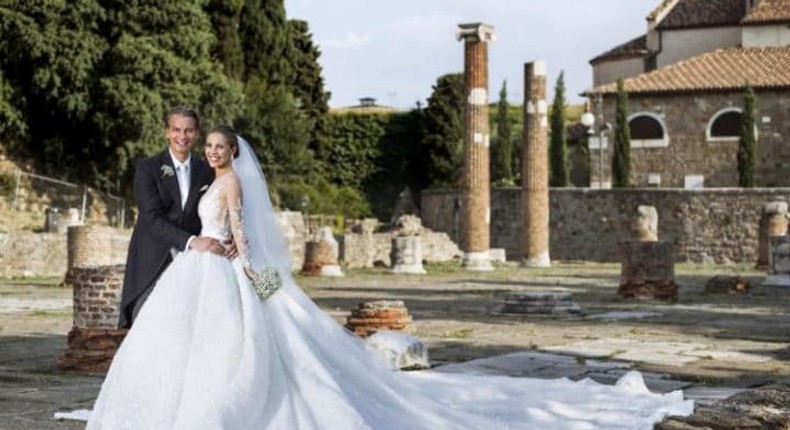 Victoria Swarovski glows and glitters on her wedding day