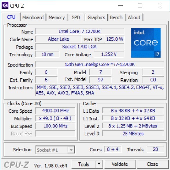 Intel Core i7-12700K – specyfikacja procesora