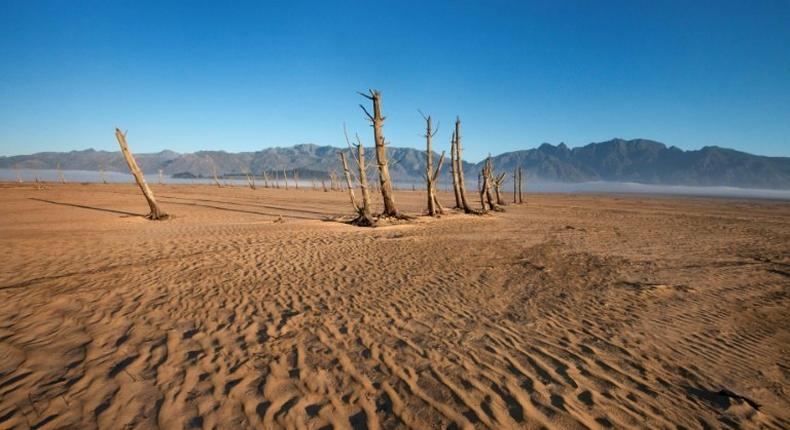 Drought has left Theewaterskloof Dam, some 100 kms from Cape Town, at less than 20 percent of water capacity