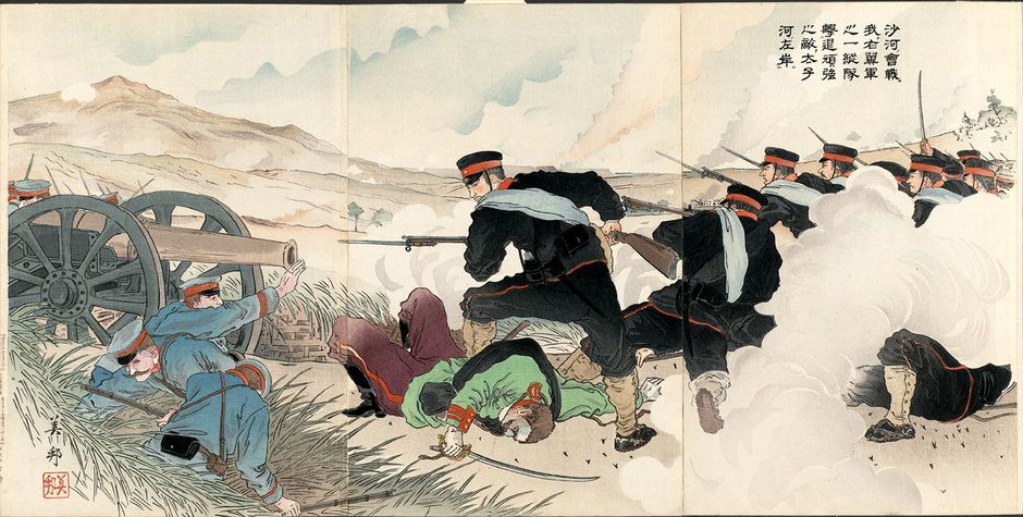 Bitwa pod Shaho według japońskich drzeworytników
