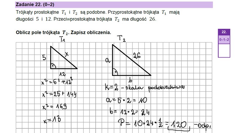 Matura 2023. Matematyka — poziom podstawowy. Zadanie 22.