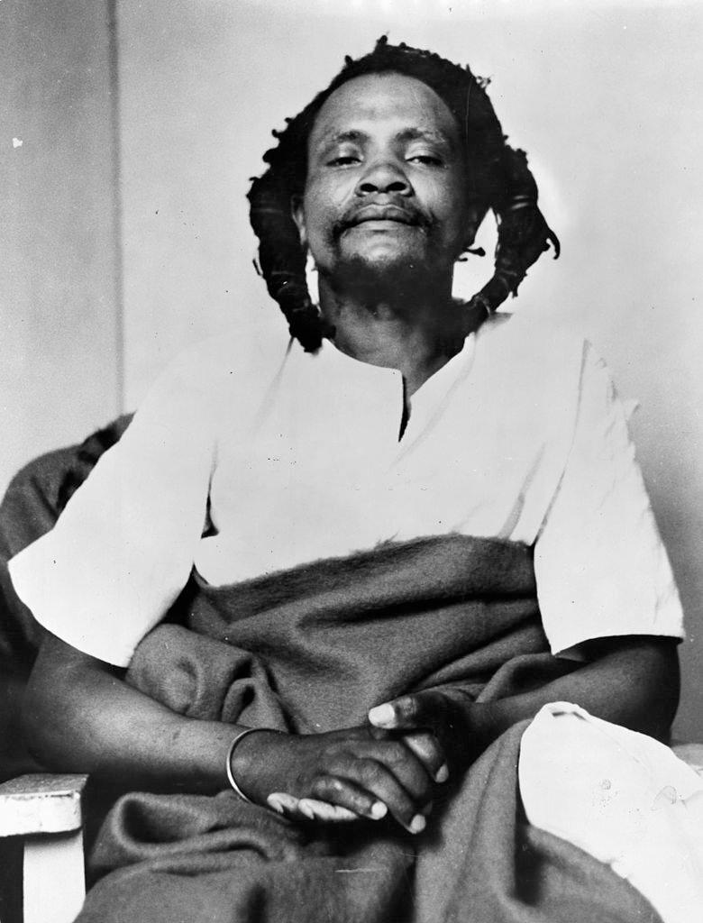Dedan Kimathi Waciuri, shown at his trial in the Nyeri forest, led an armed military struggle known as the Mau Mau uprising against the British colonial government in Kenya, 1956. (Photo by Authenticated News/Archive Photos/Getty Images)