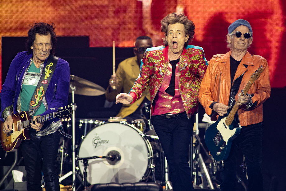 The Rolling Stones występują na scenie w Johan Cruijff Arena w Amsterdamie. Holandia, 7 lipca 2022 r.