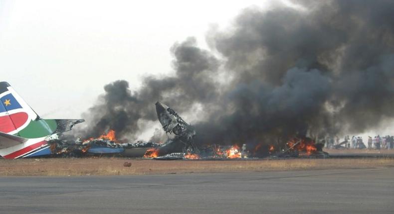 A fireball consumed the South Supreme Airlines plane soon after it crash landed in northwestern South Sudan on Monday