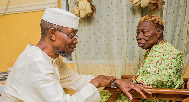 Governor Rauf Aregbesola with his late mother Alhaja Saratu Aregbesola