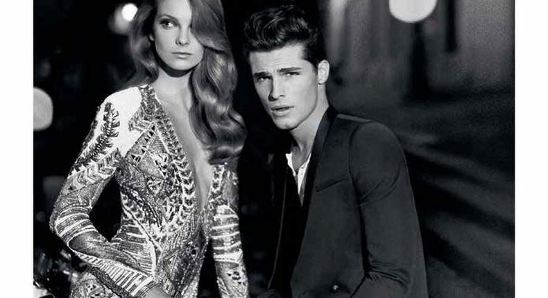 Eniko Mihalik and Edward Wilding front Balmain Homme Fragrance ad campaign