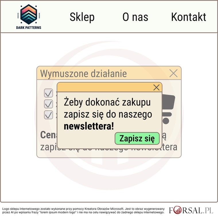 Dark Patterns - Wymuszone działanie