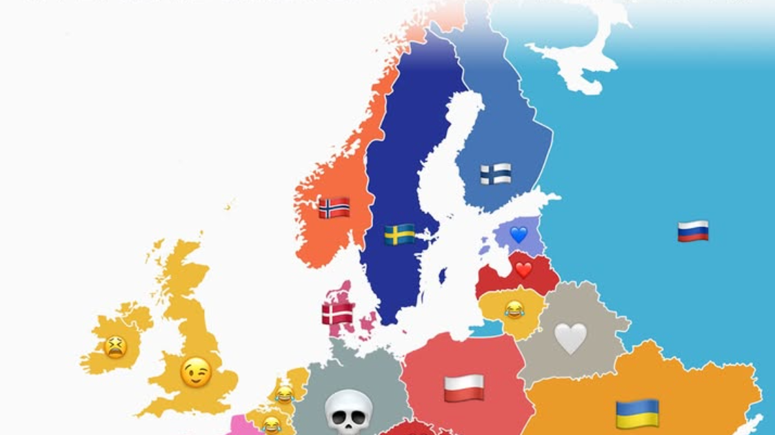 Mapa najpoužívanejších emoji.