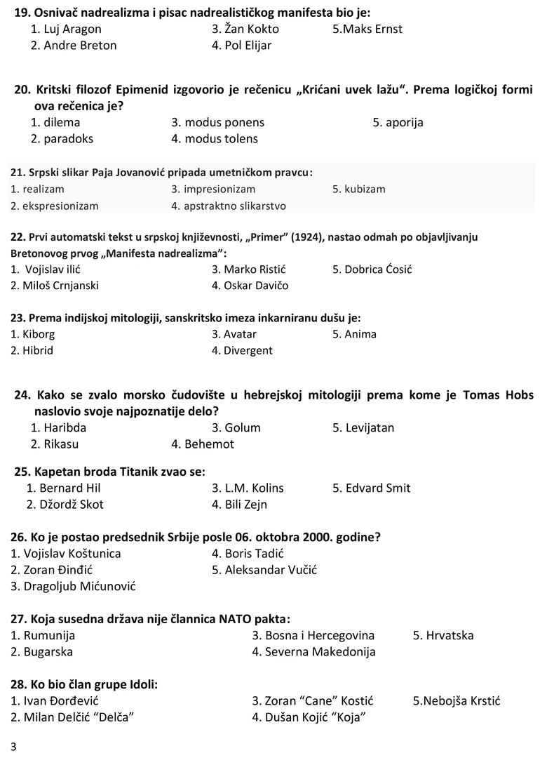 Test opšte informisanosti