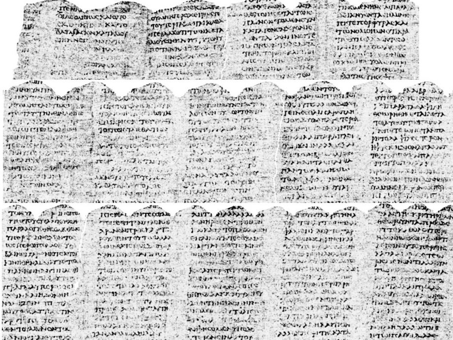 Nagrodzony w konkursie Vesuvius Challenge obraz kilku kolumn tekstu ze zwoju papirusu stworzonego przez Youssefa Nadera, Luke'a Farritora i Juliana Schilligera.