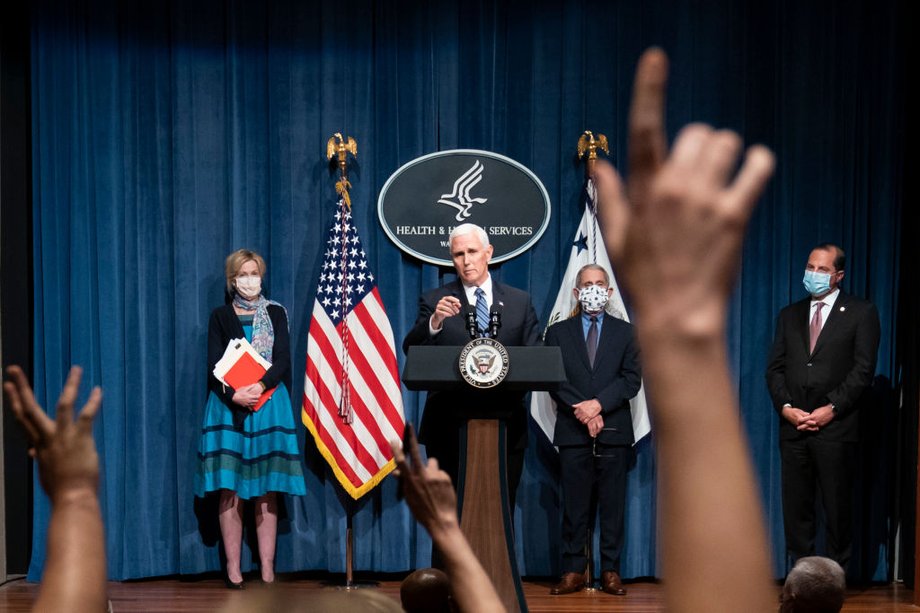 26 czerwca. Konferencja zespołu Białego Domu ds. epidemii, przewodził jej wiceprezydent Mike Pence