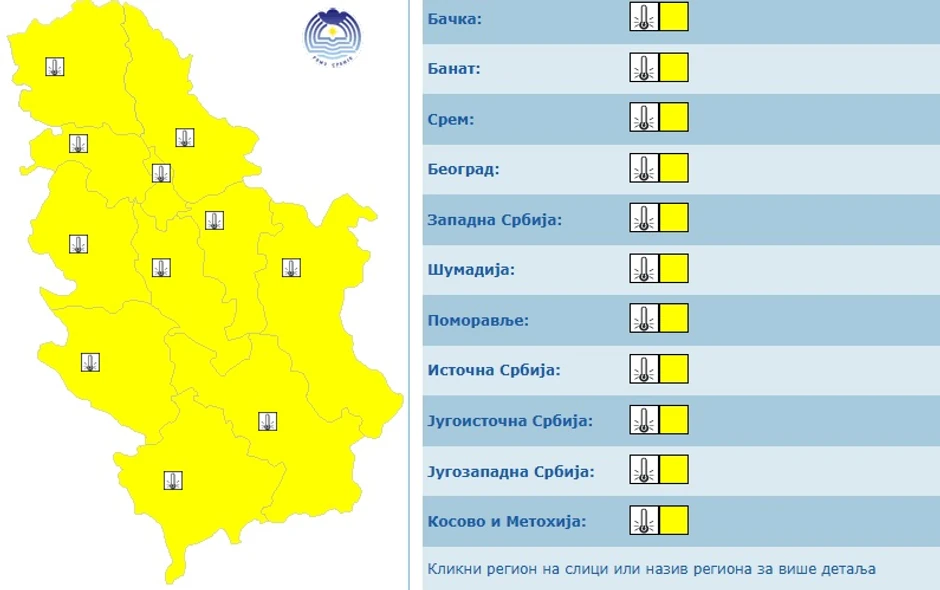 Meteoalarm za 27 april