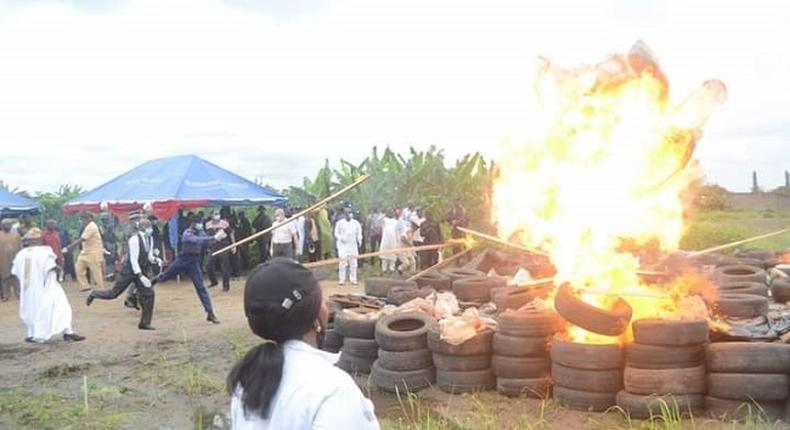 Again, NDLEA sets ablaze 18 tons of cocaine in Lagos (NDLEA)