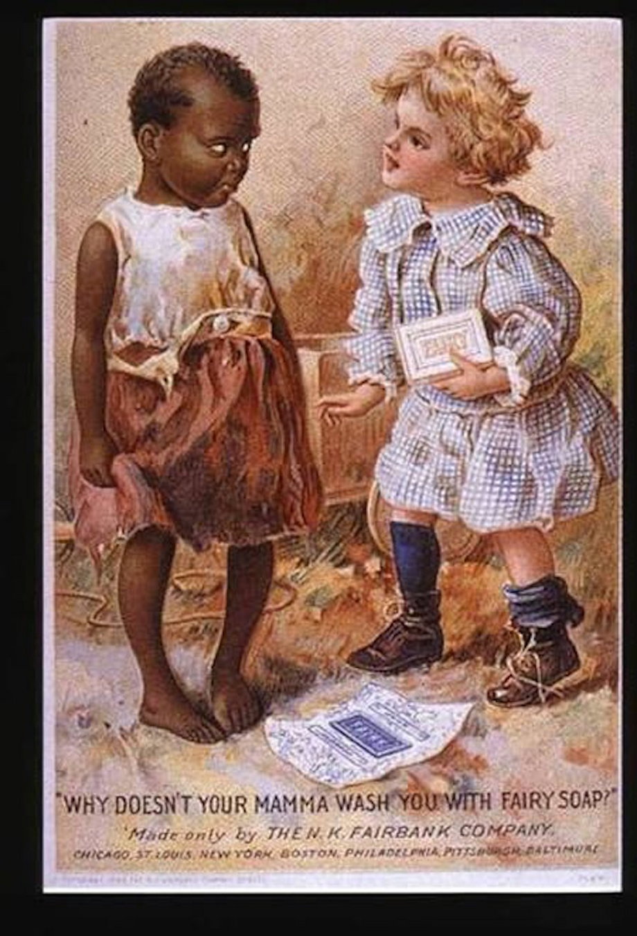 NK Fairbank Co. depicted black children as unclean.