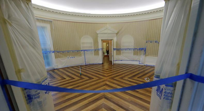 The Oval Office was blocked off for renovation on August 11, 2017.