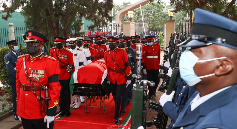 Ex-President Mwai Kibaki's body arrives in Parliament for public viewing