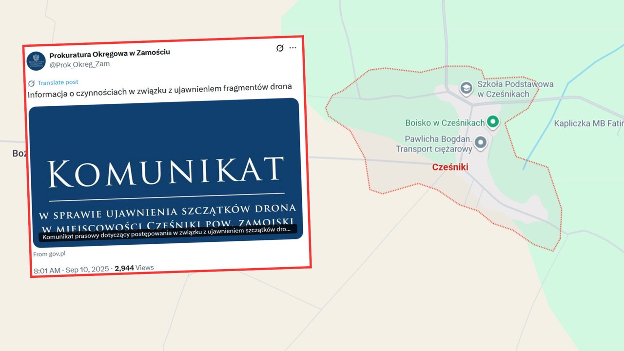 Szczątki kolejnego drona na Lubelszczyźnie. "W okolicy cmentarza"