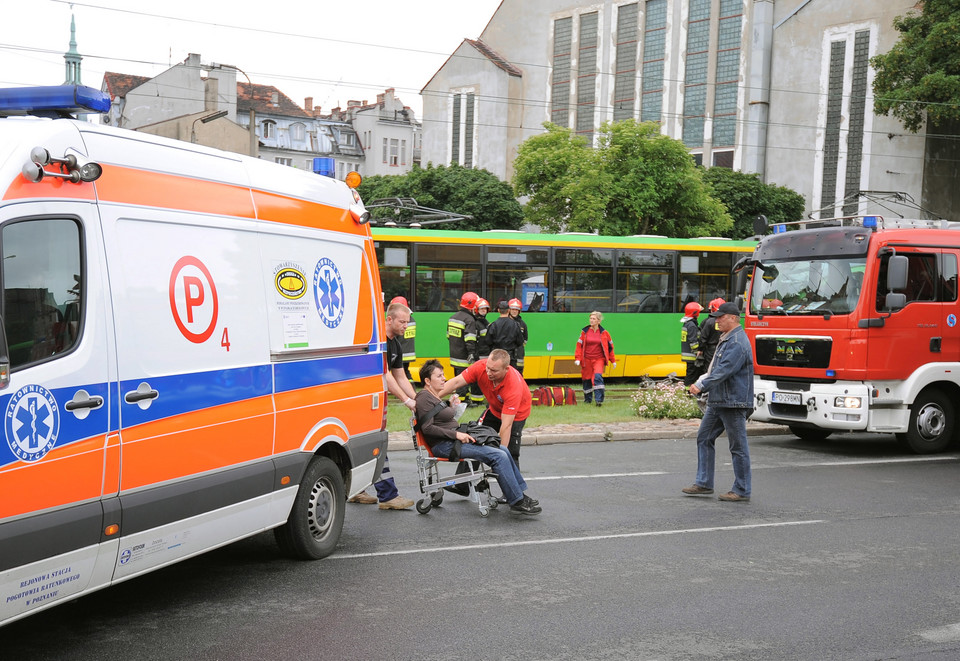 POZNAŃ WYPADEK ZDERZENIE TRAMWAJÓW