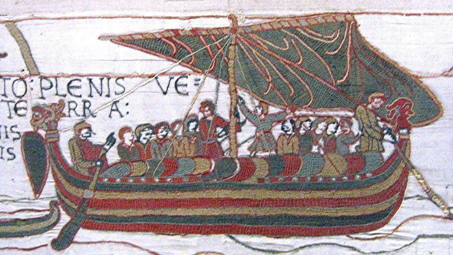 Długa łódź wikińska, wizerunek z Tkaniny z Bayeux (fot. Urbanᚨ, opublikowano na licencji Creative Commons Attribution-Share Alike 3.0 Unported)