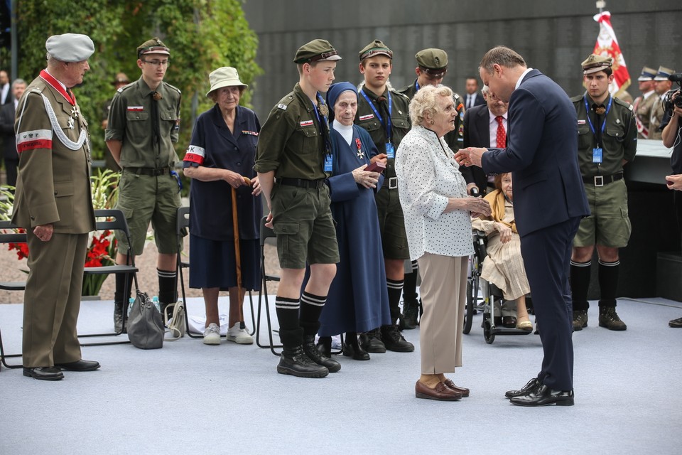 WARSZAWA 73. ROCZNICA WYBUCHU POWSTANIE WARSZAWSKIEGO (Andrzej Duda, Jadwiga Wiśniewska)