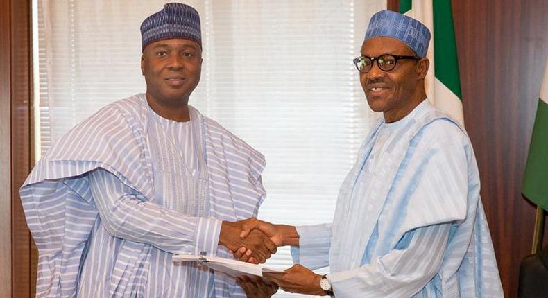 Senate President, Bukola Saraki and President Muhammadu Buhari