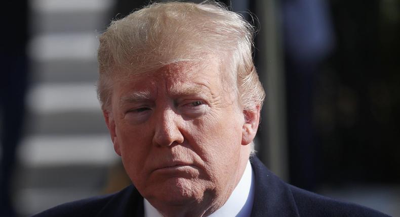 FILE PHOTO: U.S. President Donald Trump departs for travel to Georgia from the South Lawn of the White House in Washington, U.S., November 8, 2019. REUTERS/Leah Millis