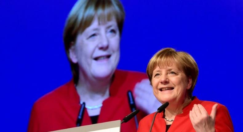 German Chancellor Angela addresses her conservative Christian Democratic Union party in Essen on December 6, 2016