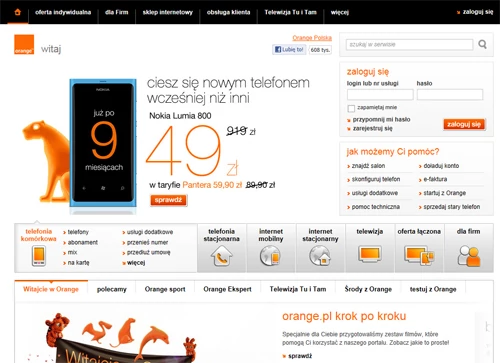 Użytkownicy wchodzący na stronę TP są przekierowywani na orange.pl
