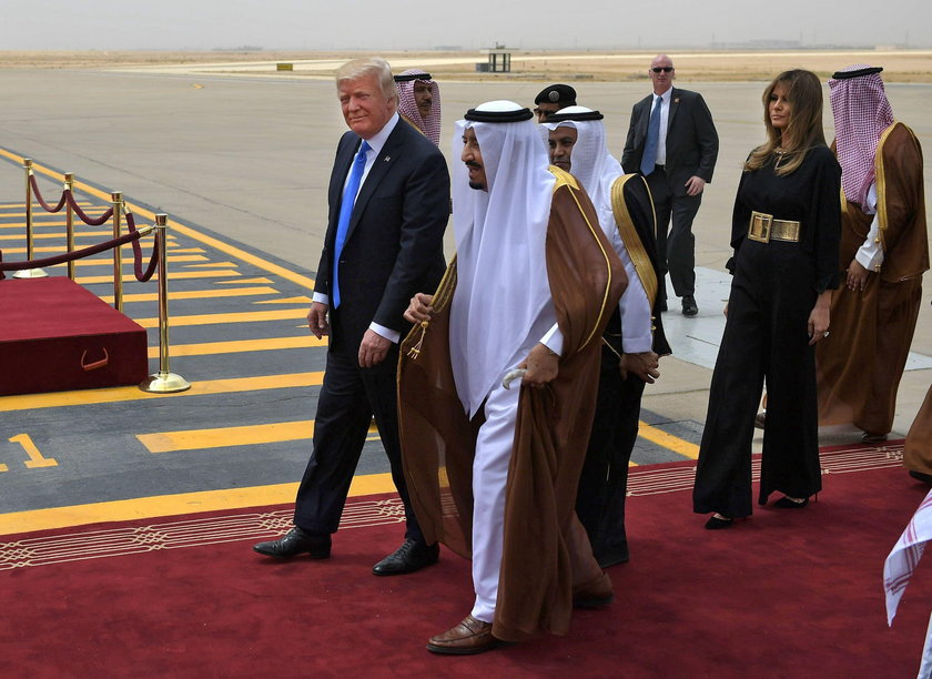 Saudi Arabia's King Salman bin Abdulaziz Al Saud meets with U.S. President Donald Trump during a rec